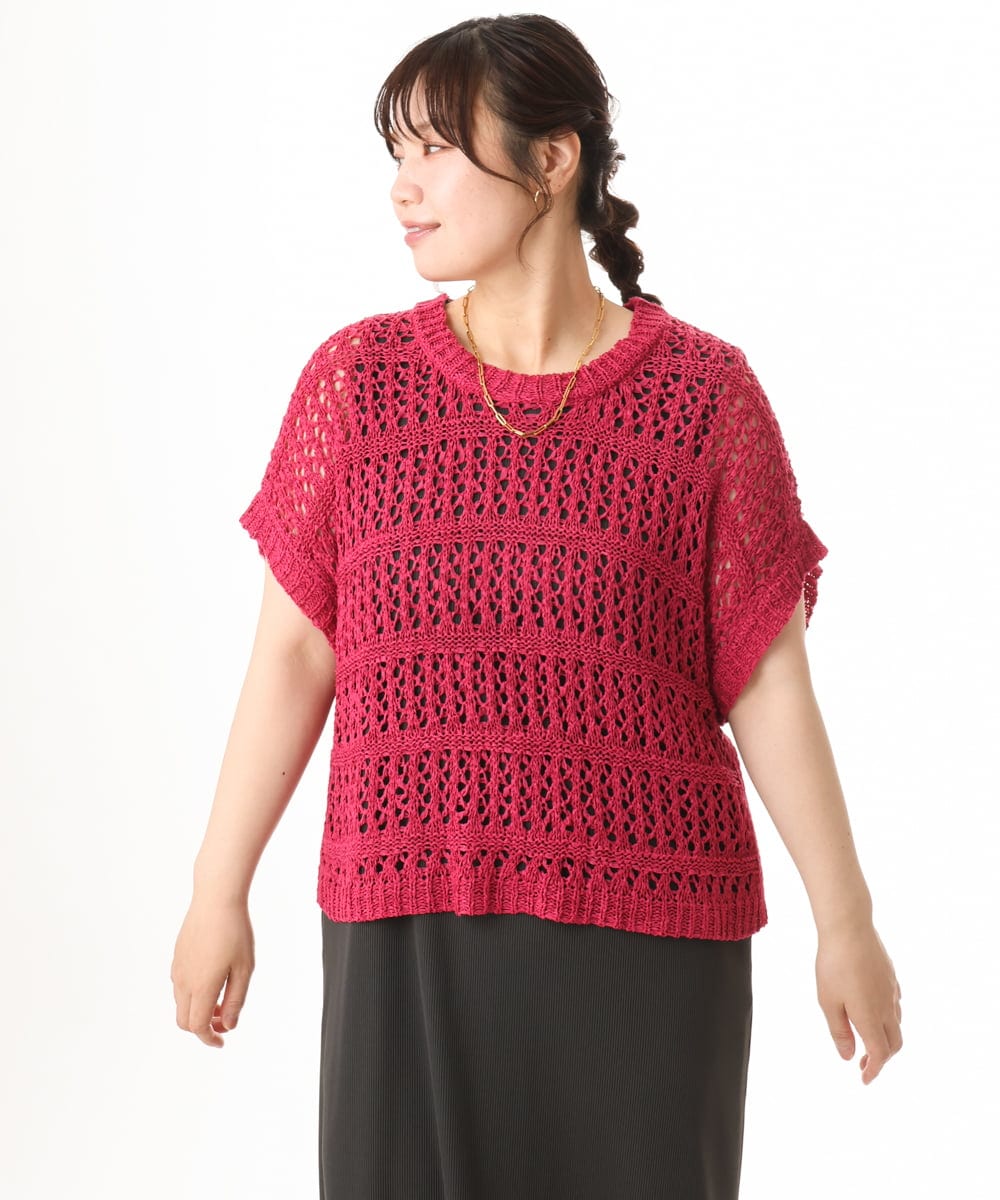 OLFHD08089 eur3(エウルキューブ) 【WEB先行販売】【大きいサイズ】テープヤーンベスト ピンク