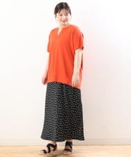 OLFHS09060 eur3(エウルキューブ) 【大きいサイズ/a.v.v×eur3】キーネックサマーニット オレンジ(15)
