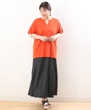 OLFHS09060 eur3(エウルキューブ) 【大きいサイズ/a.v.v×eur3】キーネックサマーニット オレンジ(15)