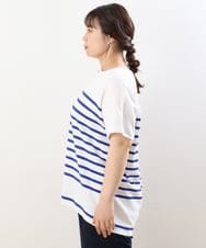 OLFHS09060 eur3(エウルキューブ) 【大きいサイズ/a.v.v×eur3】キーネックサマーニット ブルー(55)