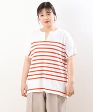 OLFHS09060 eur3(エウルキューブ) 【大きいサイズ/a.v.v×eur3】キーネックサマーニット アイボリー(80)