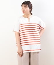 OLFHS09060 eur3(エウルキューブ) 【大きいサイズ/a.v.v×eur3】キーネックサマーニット アイボリー(80)