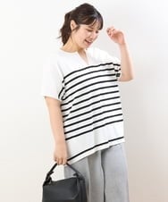 OLFHS09060 eur3(エウルキューブ) 【大きいサイズ/a.v.v×eur3】キーネックサマーニット ホワイト(90)
