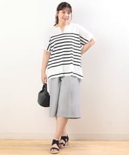 OLFHS09060 eur3(エウルキューブ) 【大きいサイズ/a.v.v×eur3】キーネックサマーニット ホワイト(90)
