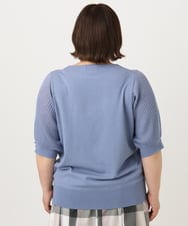OLFIA04079 eur3(エウルキューブ) 【大きいサイズ/a.v.v×eur3】プリーツスリーブサマーニット ライトブルー(50)