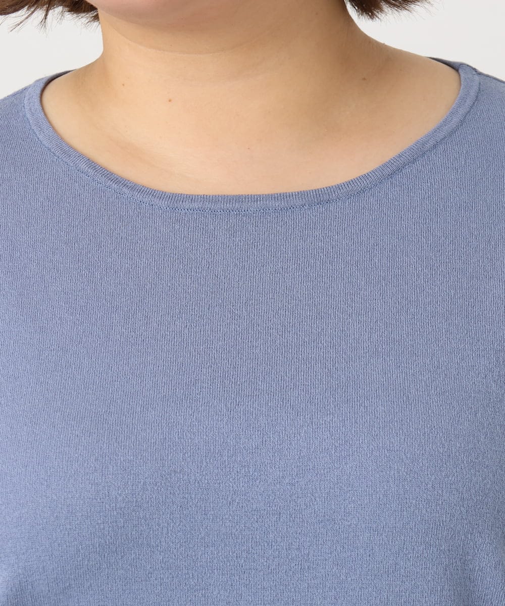 OLFIA04079 eur3(エウルキューブ) 【大きいサイズ/a.v.v×eur3】プリーツスリーブサマーニット ライトブルー(50)