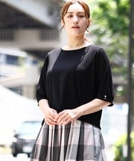 OLFIA04079 eur3(エウルキューブ) 【大きいサイズ/a.v.v×eur3】プリーツスリーブサマーニット ブラック(94)