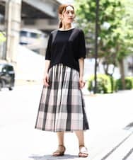 OLFIA04079 eur3(エウルキューブ) 【大きいサイズ/a.v.v×eur3】プリーツスリーブサマーニット ブラック(94)