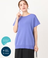 OLFIA05069 eur3(エウルキューブ) 【WEB先行販売】【大きいサイズ/接触冷感】フレンチスリーブサマーニット ブルー(55)