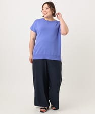 OLFIA05069 eur3(エウルキューブ) 【WEB先行販売】【大きいサイズ/接触冷感】フレンチスリーブサマーニット ブルー(55)