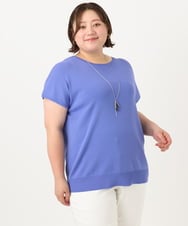 OLFIA05069 eur3(エウルキューブ) 【WEB先行販売】【大きいサイズ/接触冷感】フレンチスリーブサマーニット ブルー(55)