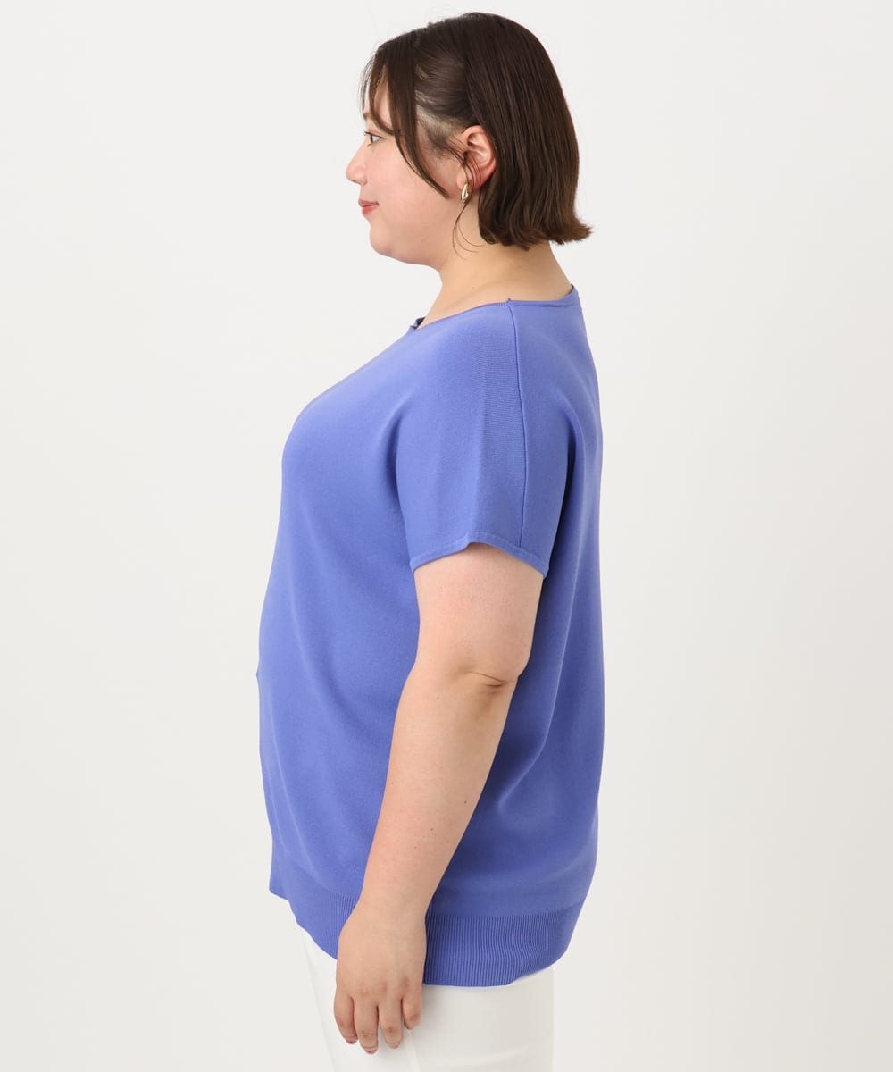 OLFIA05069 eur3(エウルキューブ) 【WEB先行販売】【大きいサイズ/接触冷感】フレンチスリーブサマーニット ブルー(55)