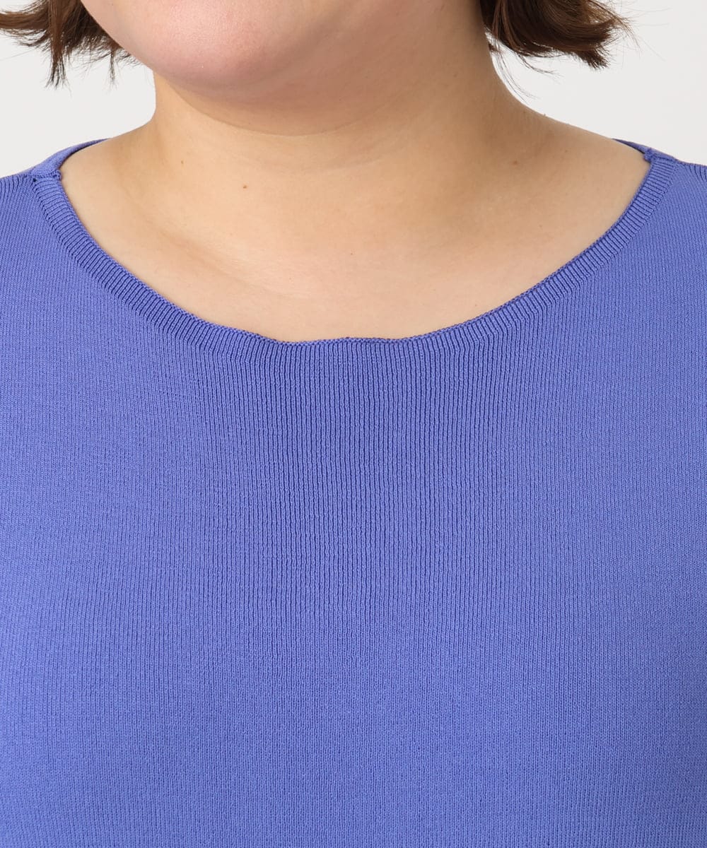 OLFIA05069 eur3(エウルキューブ) 【WEB先行販売】【大きいサイズ/接触冷感】フレンチスリーブサマーニット ブルー(55)