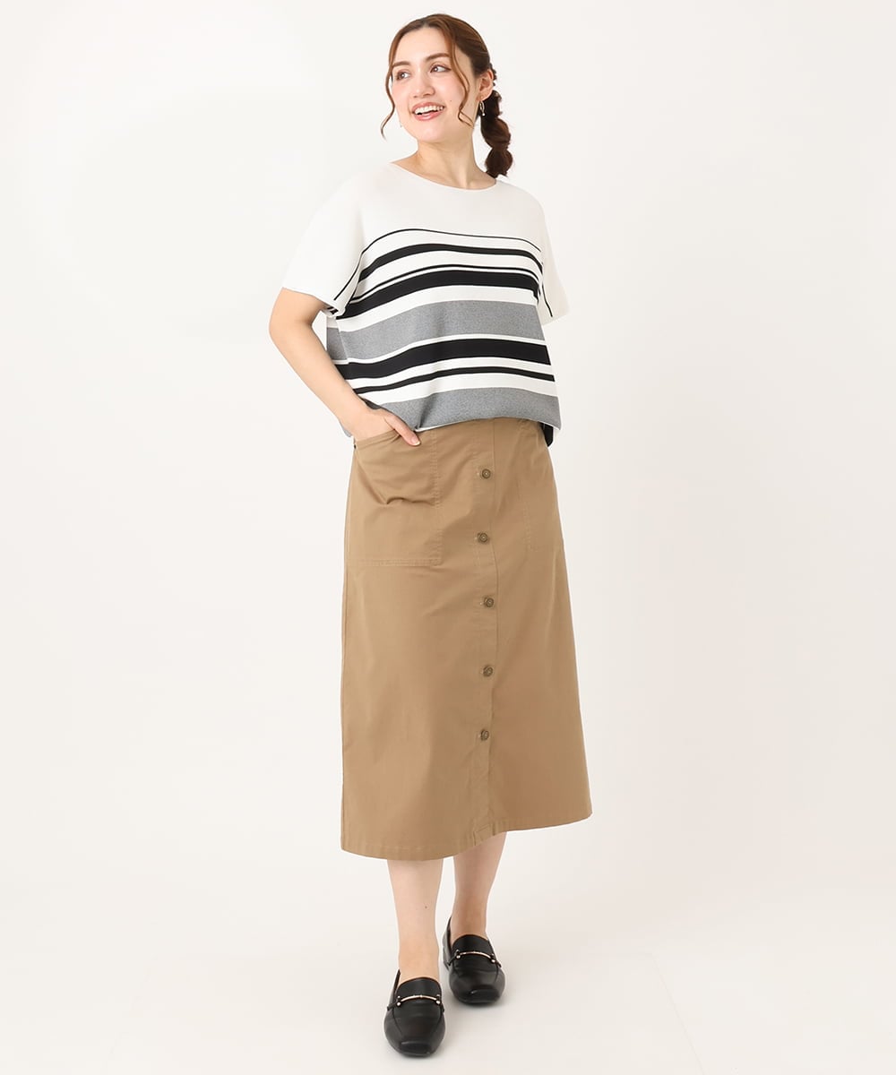 OLFIA05069 eur3(エウルキューブ) 【WEB先行販売】【大きいサイズ/接触冷感】フレンチスリーブサマーニット アイボリー(80)