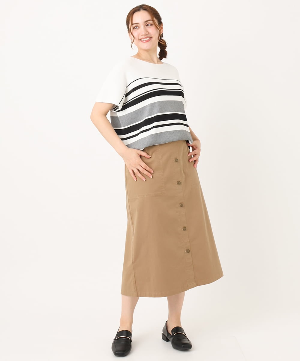 OLFIA05069 eur3(エウルキューブ) 【WEB先行販売】【大きいサイズ/接触冷感】フレンチスリーブサマーニット アイボリー(80)
