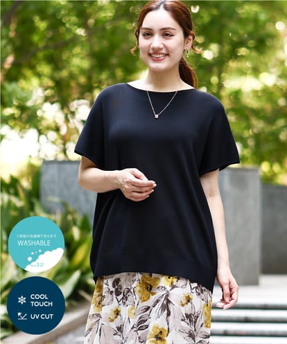 OLFIA05069 eur3 【WEB先行販売】【大きいサイズ/接触冷感】フレンチスリーブサマーニット