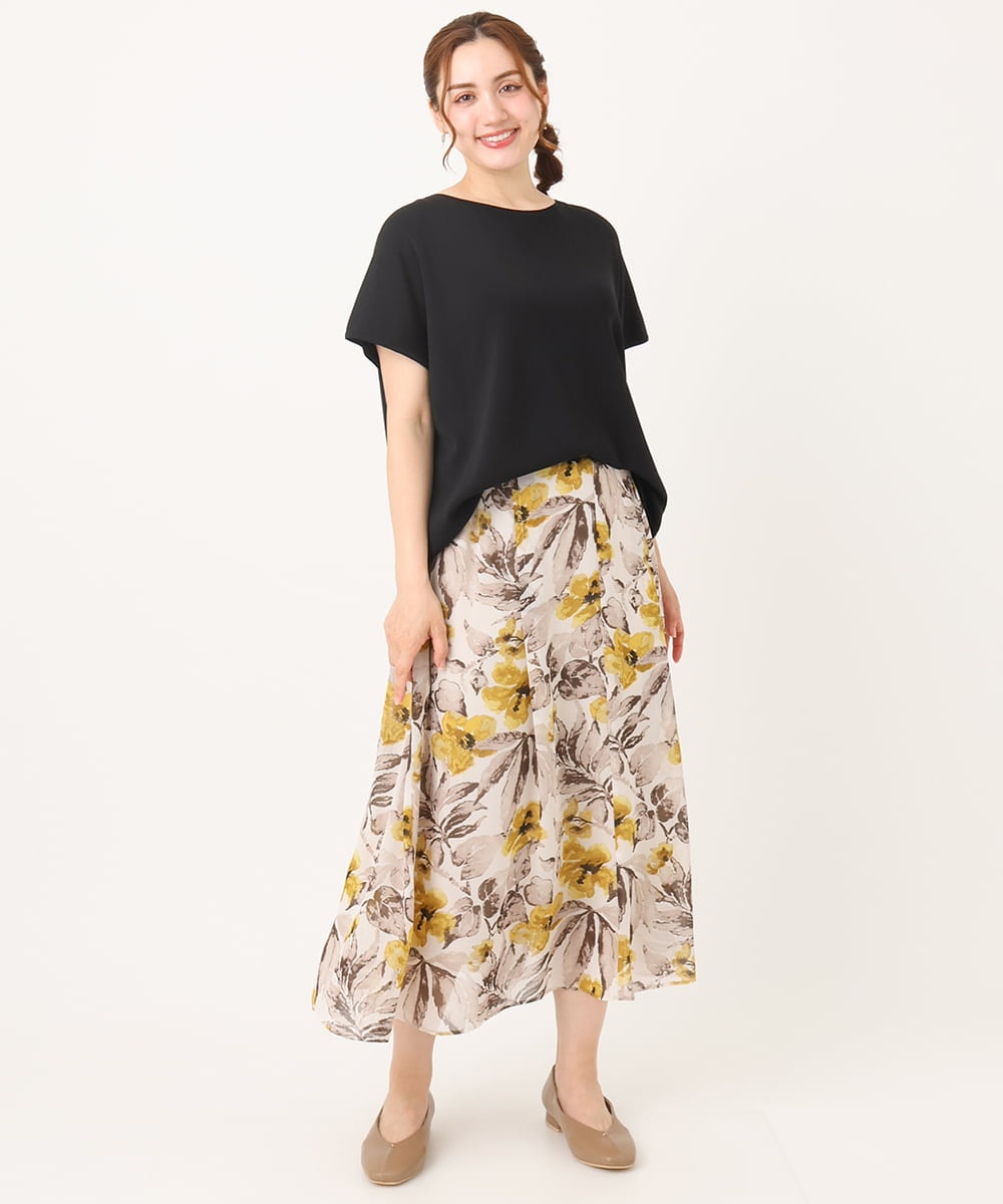 OLFIA05069 eur3(エウルキューブ) 【WEB先行販売】【大きいサイズ/接触冷感】フレンチスリーブサマーニット ブラック(94)