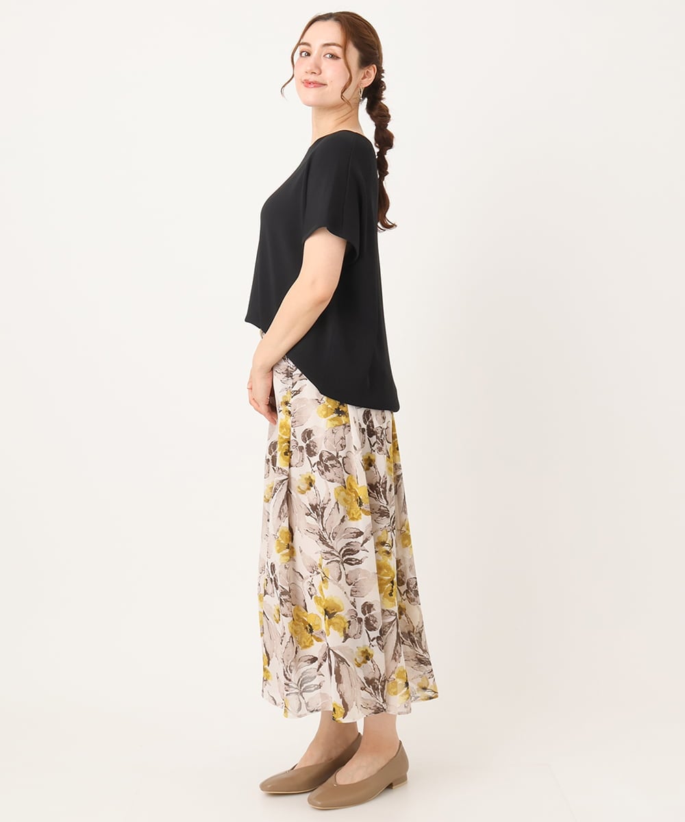 OLFIA05069 eur3(エウルキューブ) 【WEB先行販売】【大きいサイズ/接触冷感】フレンチスリーブサマーニット ブラック(94)
