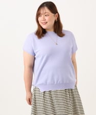 OLFID09079 eur3(エウルキューブ) 【大きいサイズ/接触冷感】サイドスリットサマーニット ラベンダー