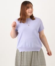 OLFID09079 eur3(エウルキューブ) 【大きいサイズ/接触冷感】サイドスリットサマーニット ラベンダー