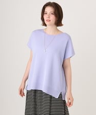 OLFID09079 eur3(エウルキューブ) 【大きいサイズ/接触冷感】サイドスリットサマーニット ラベンダー