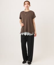 OLFID09079 eur3(エウルキューブ) 【大きいサイズ/接触冷感】サイドスリットサマーニット ダークブラウン