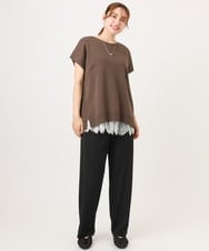 OLFID09079 eur3(エウルキューブ) 【大きいサイズ/接触冷感】サイドスリットサマーニット ダークブラウン