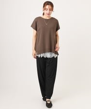 OLFID09079 eur3(エウルキューブ) 【大きいサイズ/接触冷感】サイドスリットサマーニット ダークブラウン