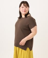OLFID09079 eur3(エウルキューブ) 【大きいサイズ/接触冷感】サイドスリットサマーニット ダークブラウン