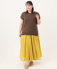OLFID09079 eur3(エウルキューブ) 【大きいサイズ/接触冷感】サイドスリットサマーニット ダークブラウン
