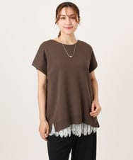 OLFID09079 eur3(エウルキューブ) 【大きいサイズ/接触冷感】サイドスリットサマーニット ダークブラウン