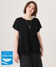 OLFID09079 eur3(エウルキューブ) 【大きいサイズ/接触冷感】サイドスリットサマーニット ブラック