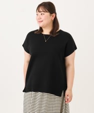 OLFID09079 eur3(エウルキューブ) 【大きいサイズ/接触冷感】サイドスリットサマーニット ブラック
