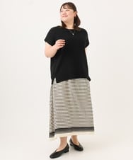 OLFID09079 eur3(エウルキューブ) 【大きいサイズ/接触冷感】サイドスリットサマーニット ブラック