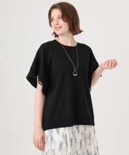 OLFID10079 eur3(エウルキューブ) 【WEB先行販売】【大きいサイズ/a.v.v×eur3】袖レースサマーニット ブラック