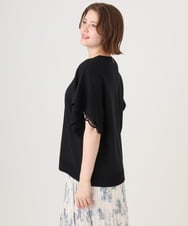 OLFID10079 eur3(エウルキューブ) 【WEB先行販売】【大きいサイズ/a.v.v×eur3】袖レースサマーニット ブラック