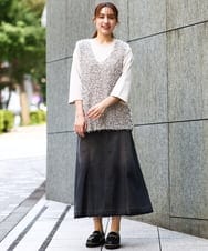 OLFJD05079 eur3(エウルキューブ) 【WEB先行販売】【大きいサイズ】テープヤーンニットベスト アイボリー