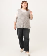 OLFJD05079 eur3(エウルキューブ) 【WEB先行販売】【大きいサイズ】テープヤーンニットベスト アイボリー