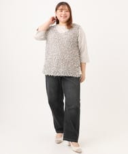 OLFJD05079 eur3(エウルキューブ) 【WEB先行販売】【大きいサイズ】テープヤーンニットベスト アイボリー