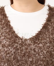 OLFJD05079 eur3(エウルキューブ) 【WEB先行販売】【大きいサイズ】テープヤーンニットベスト ブラウン