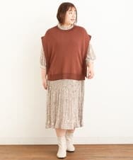 OLFJP06070 eur3(エウルキューブ) 【大きいサイズ】サイドスリットニットベスト ブラウン(17)