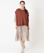 OLFJP06070 eur3(エウルキューブ) 【大きいサイズ】サイドスリットニットベスト ブラウン(17)
