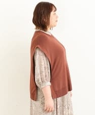 OLFJP06070 eur3(エウルキューブ) 【大きいサイズ】サイドスリットニットベスト ブラウン(17)