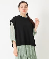 OLFJP06070 eur3(エウルキューブ) 【大きいサイズ】サイドスリットニットベスト ブラック(94)