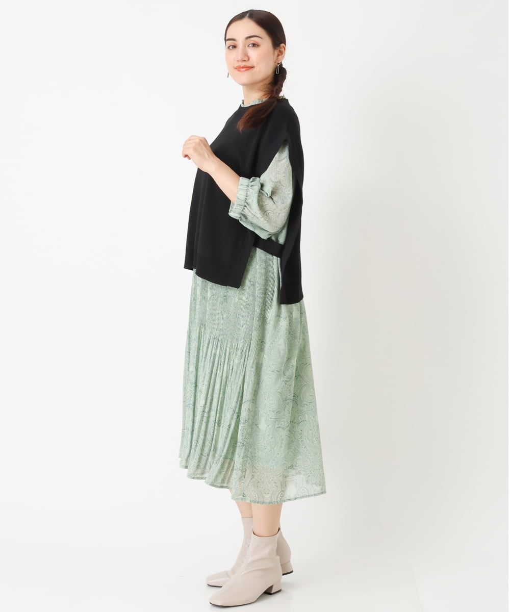 OLFJP06070 eur3(エウルキューブ) 【大きいサイズ】サイドスリットニットベスト ブラック(94)