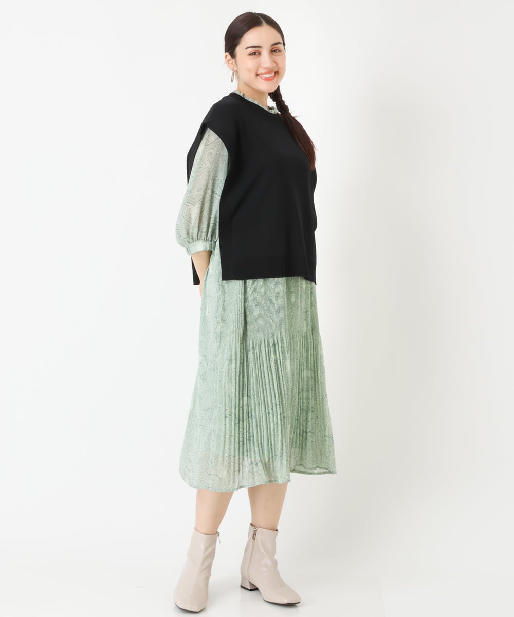 OLFJP06070 eur3(エウルキューブ) 【大きいサイズ】サイドスリットニットベスト ブラック(94)