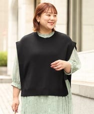 OLFJP06070 eur3(エウルキューブ) 【大きいサイズ】サイドスリットニットベスト ブラック(94)