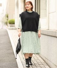 OLFJP06070 eur3(エウルキューブ) 【大きいサイズ】サイドスリットニットベスト ブラック(94)