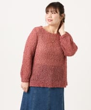 OLFKA05089 eur3(エウルキューブ) 【WEB先行販売】【大きいサイズ】テープヤーンニットプルオーバー ピンク(03)