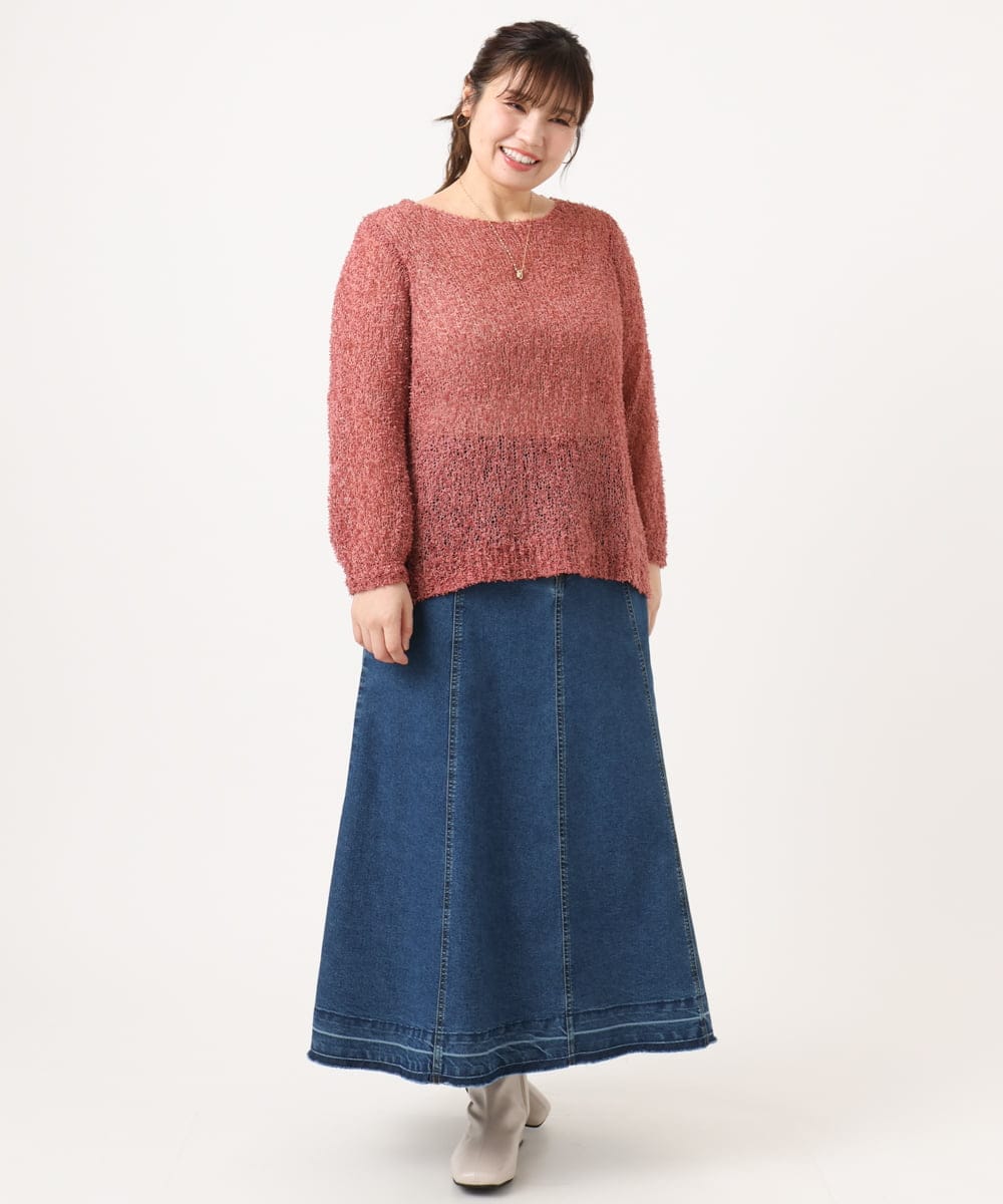 OLFKA05089 eur3(エウルキューブ) 【WEB先行販売】【大きいサイズ】テープヤーンニットプルオーバー ピンク(03)